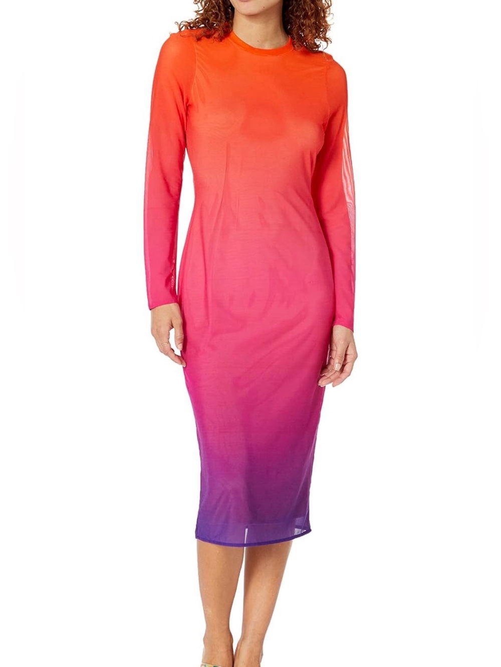 The Drop Women’s Gene Mesh Long-Sleeve Midi Party Cocktail Dress XXS